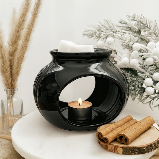 Large Black Wax Melt Burner Gift Set