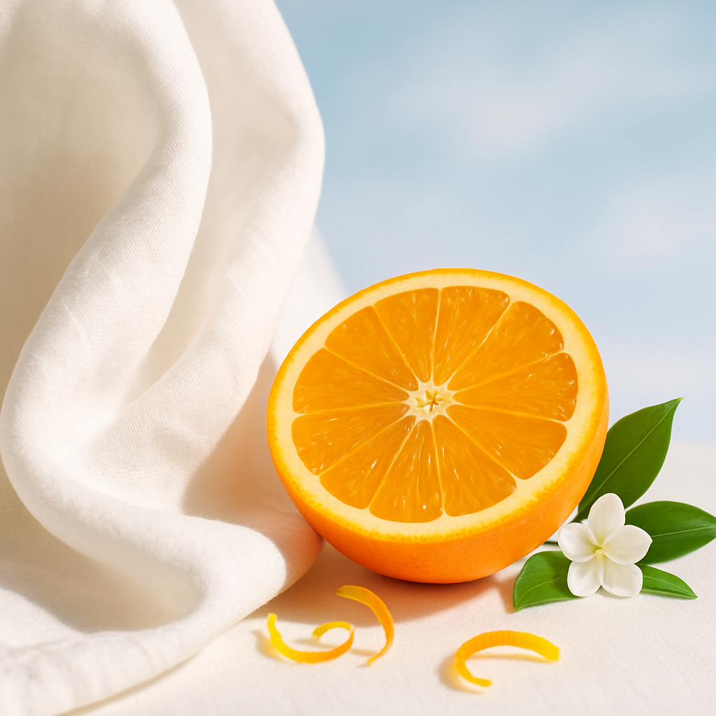 Casa De Lumière eco-luxury wax melts – Silva Linen fragrance (fresh linen, citrus, white florals). Hand-poured in Cheshire, UK. Visual representation of fragrance notes.