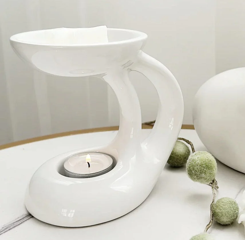 Large White Wax Melt Burner Gift Set